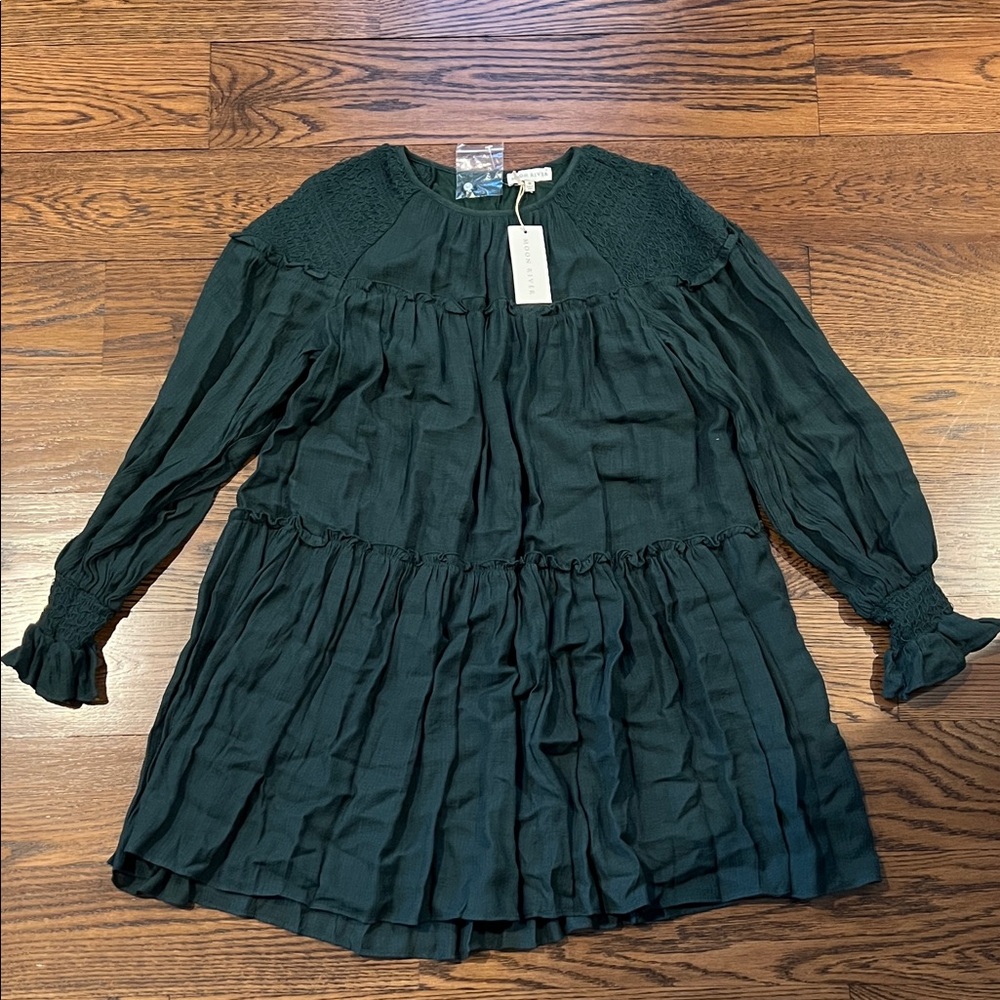 Moon River Dark Green Mini Dress